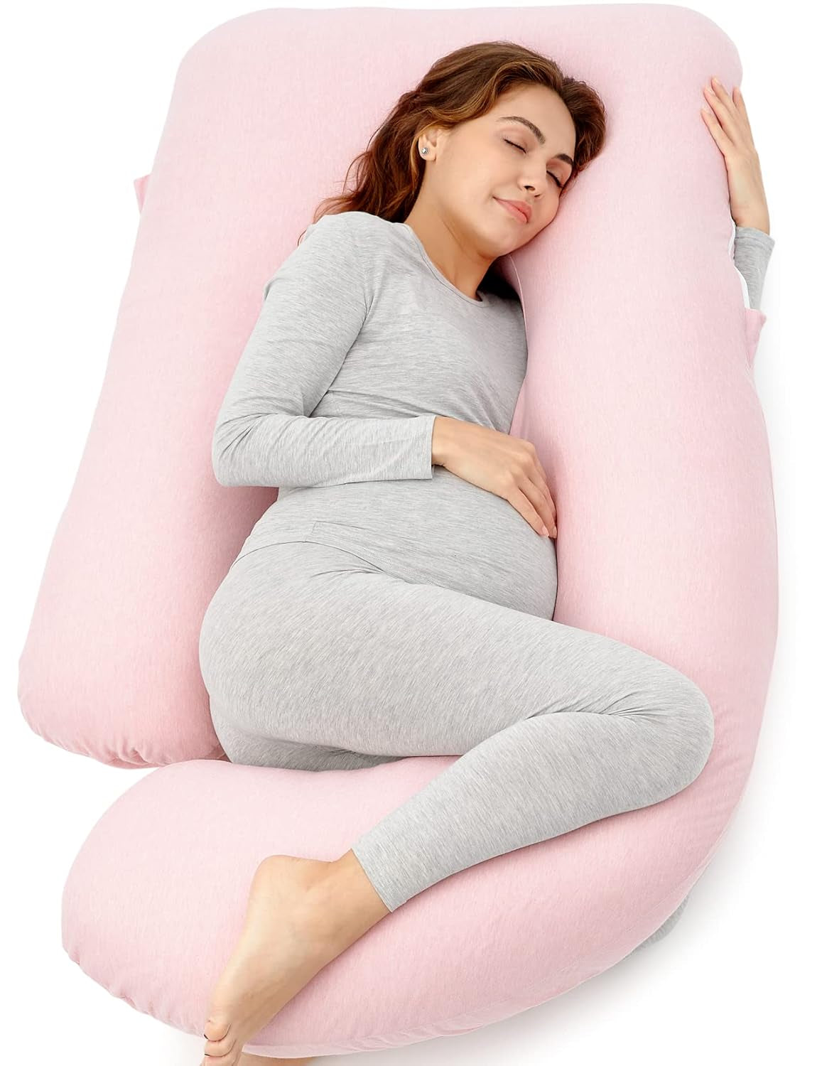 Pregnancy Pillows for Sleeping, U Shaped Full Body Maternity Pillow with Removable Cover - Support for Back, Legs, Belly, HIPS for Pregnant Women, 57 Inch Pregnancy Pillow for Women, Grey