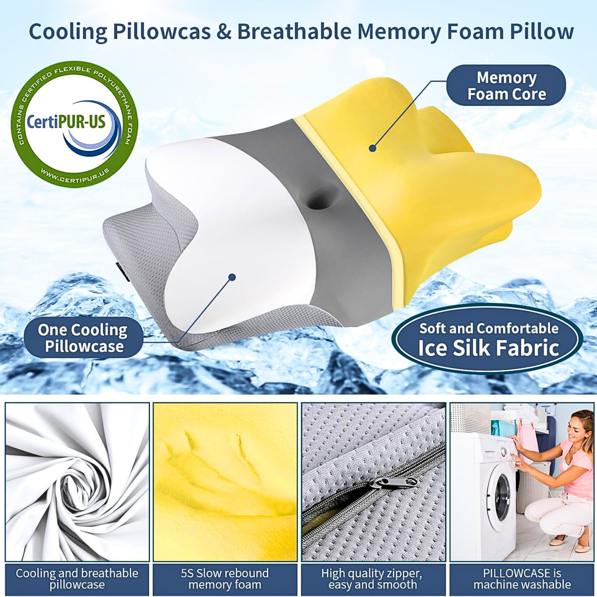 Contour Memory Foam Butterfly Pillow With Dual Heights