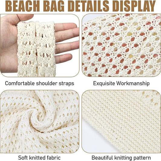 Hatisan Handmade Crochet Knit Beach Tote