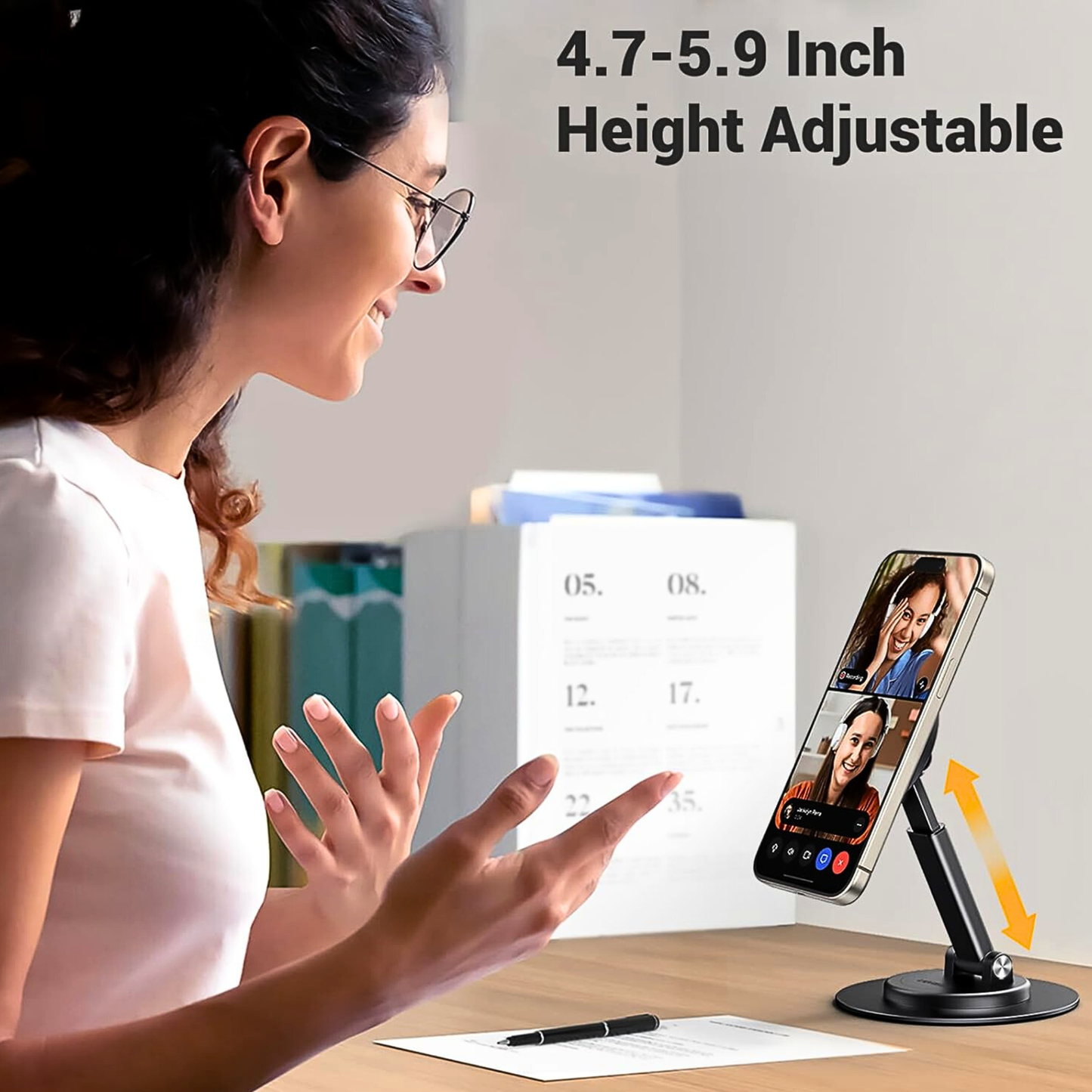 Magnetic Height-Adjustable Phone Stand With 360° Rotation
