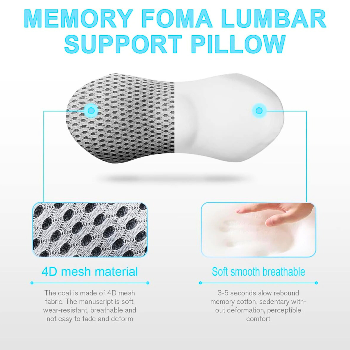 Curved Memory Foam Lumbar Pillow With Mesh Cover