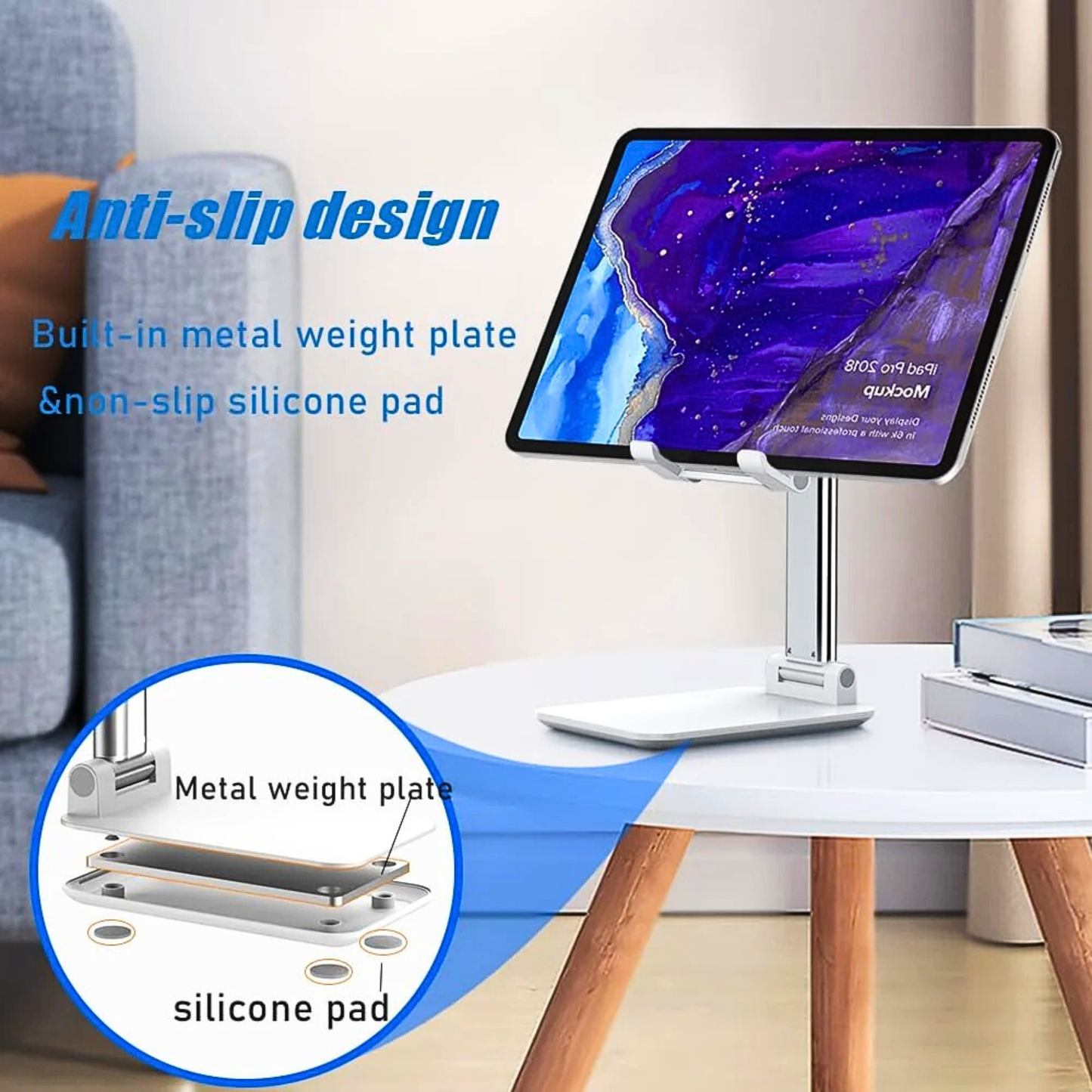 Foldable Cell Phone Stand With Weighted Base