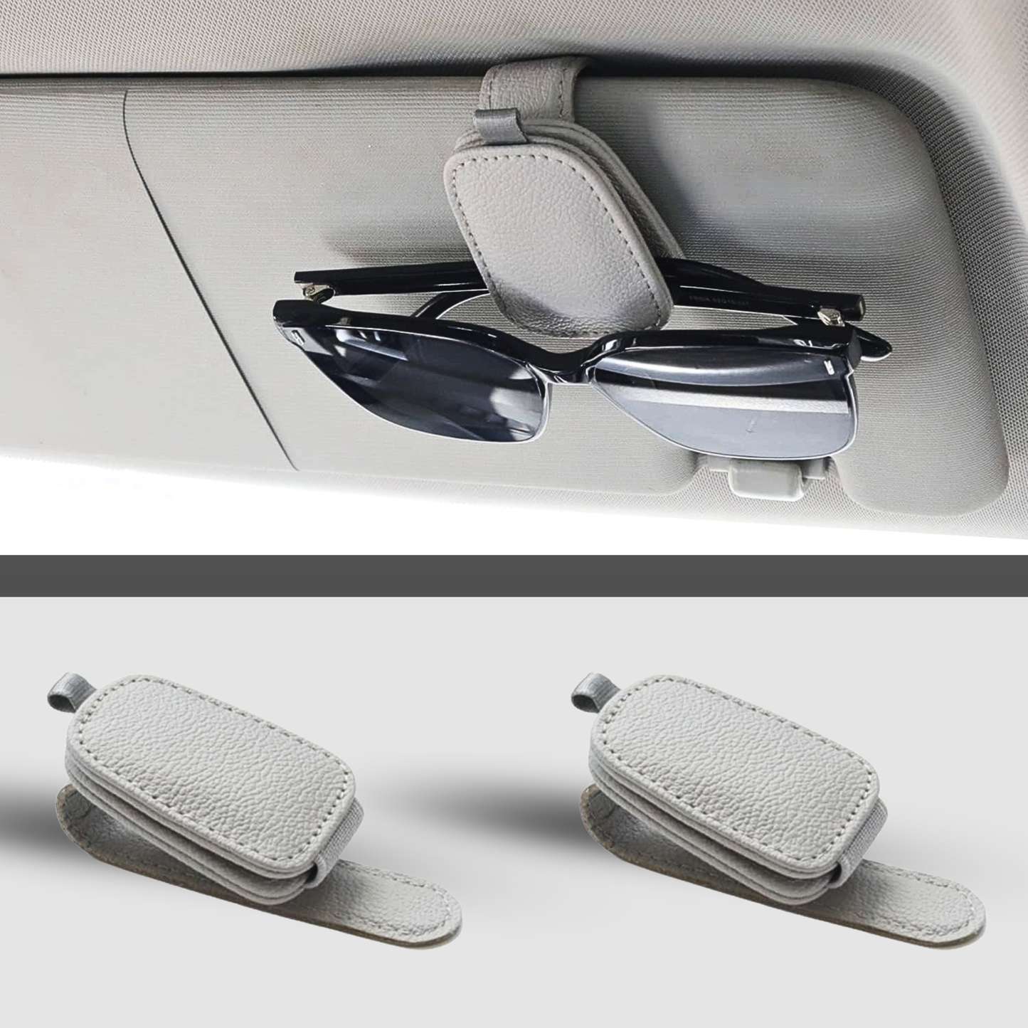 Magnetic Leather Car Visor Sunglass Holder 2 Pack