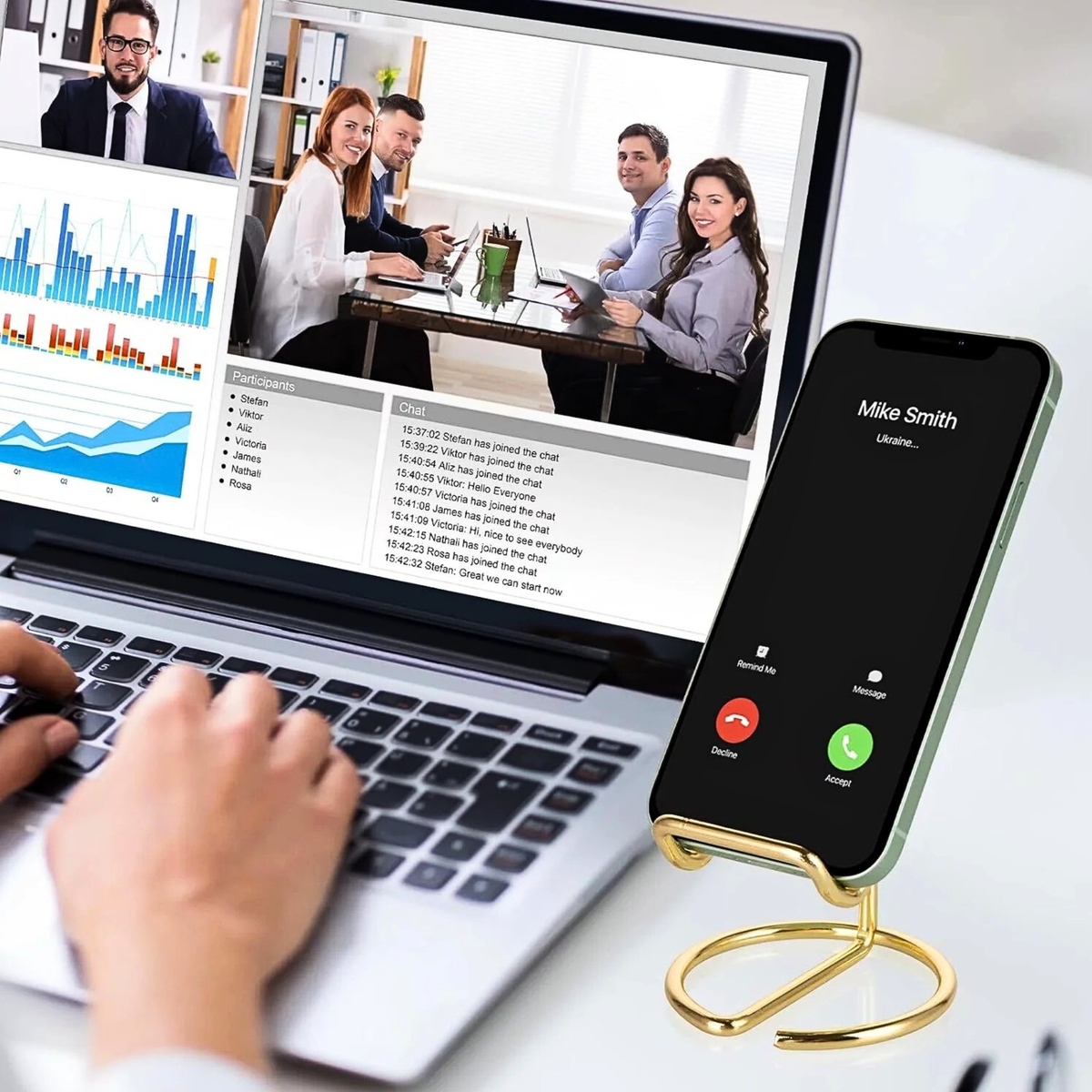 Metal One Line Phone Stand for Desk
