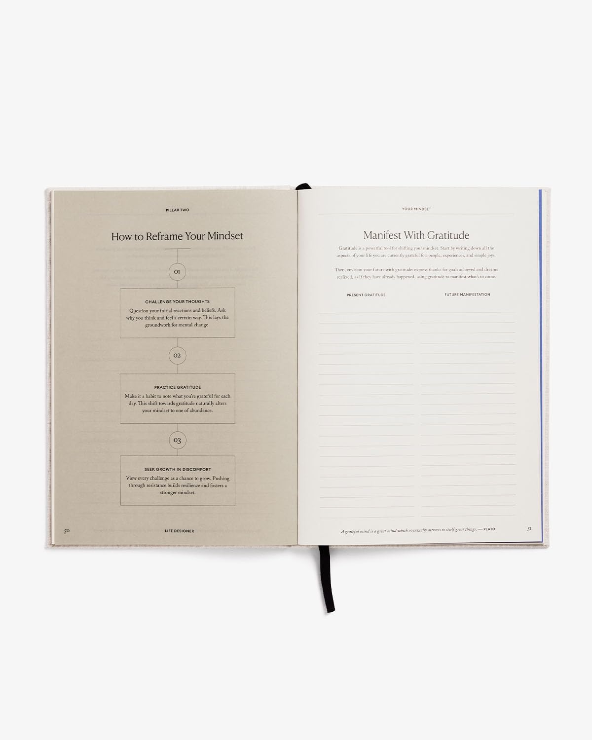 Life Designer Journal – Guided Life Planner for Goal Setting & Self Reflection – Undated 10 Year Vision Book for Personal Growth & Mindfulness – Natural Cotton Hardcover