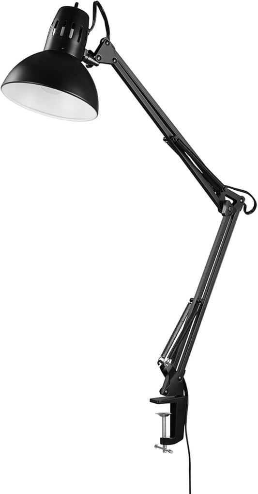 Globe Electric 12641 Architect 32" Swing-Arm Clamp-On Lamp, Black Finish, LED Bulb Included