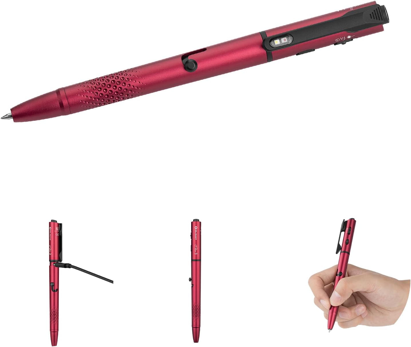 O'Pen 3 EDC Pen Light,120 Lumens with Green Beam, Red and White, USB-C Rechargeable LED Flashlight for Office, Writing, Presentation, Outdoor Uses, Professional Business Gift(Black)