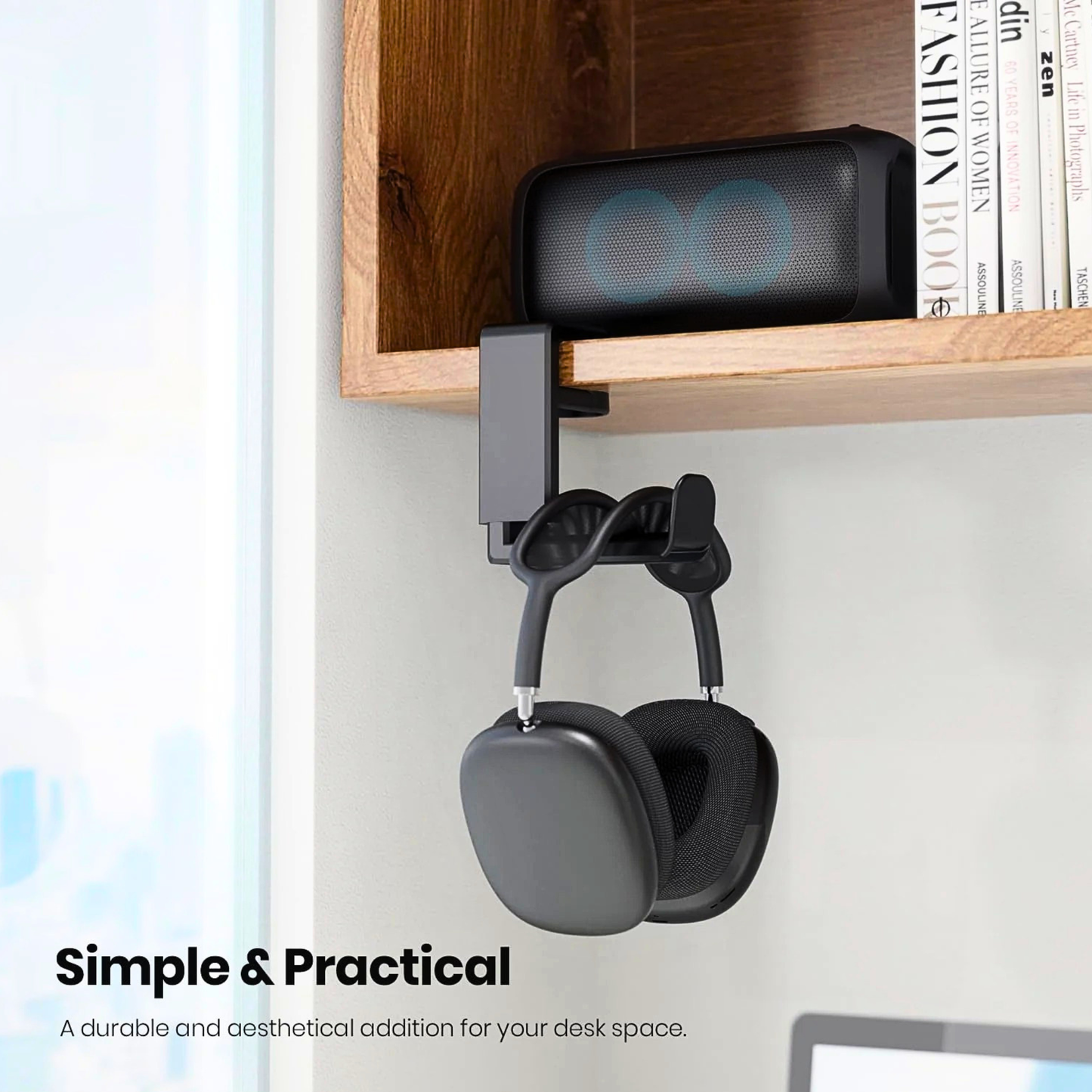 EURPMASK Under Desk 360 Degree Rotating Headphone Hanger