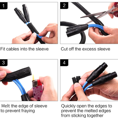 Black Split Cable Sleeving | Heavy-Duty Cord Protector