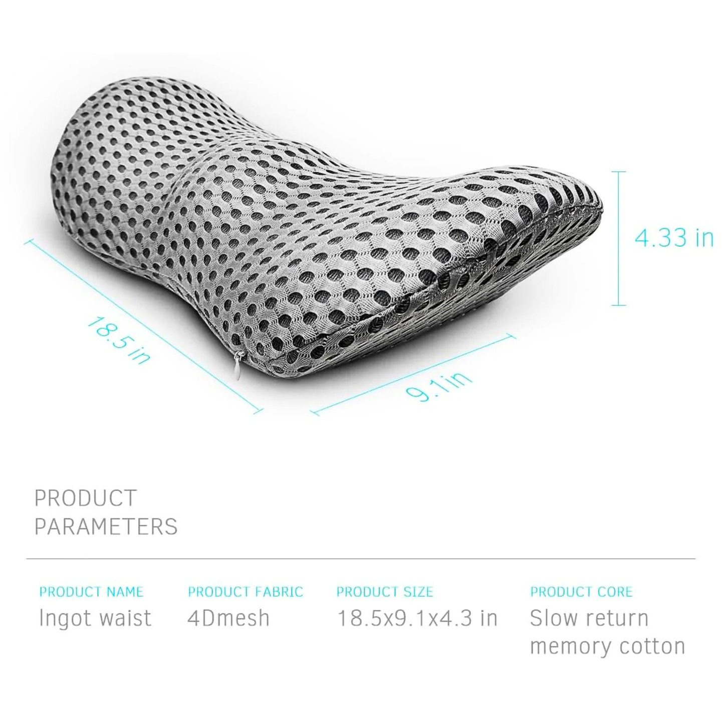 Curved Memory Foam Lumbar Pillow With Mesh Cover