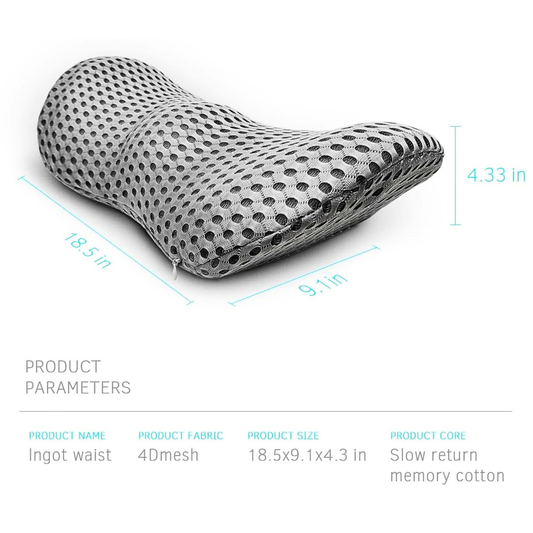 Curved Memory Foam Lumbar Pillow With Mesh Cover