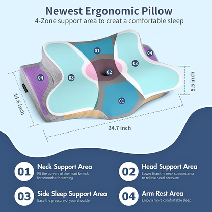 Contour Memory Foam Butterfly Pillow With Dual Heights