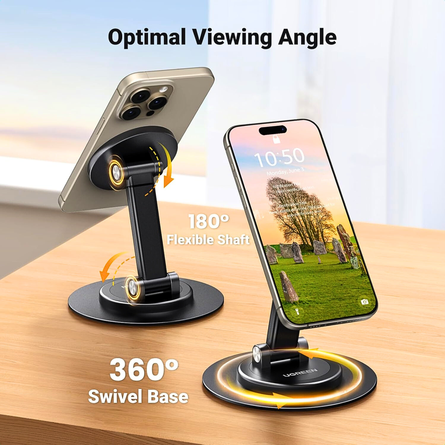 Magnetic Height-Adjustable Phone Stand With 360° Rotation