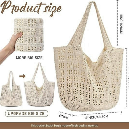 Hatisan Handmade Crochet Knit Beach Tote