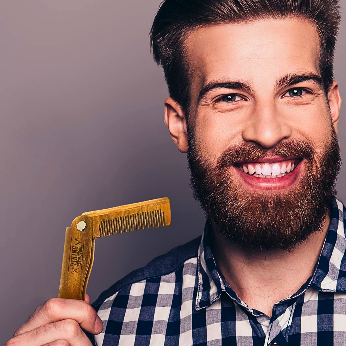 Viking Revolution Folding Wooden Beard Comb
