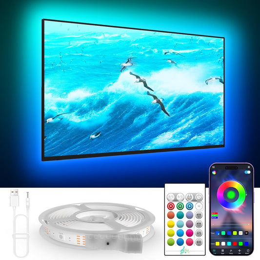 LED Lights for TV, 16.4Ft LED Lights for 45-75 Inch Tvs, RGB TV Backlight Behind, Music Sync Bluetooth APP & Remote Control Strip Lights USB Powered for Bedroom, Gaming, Home Décor