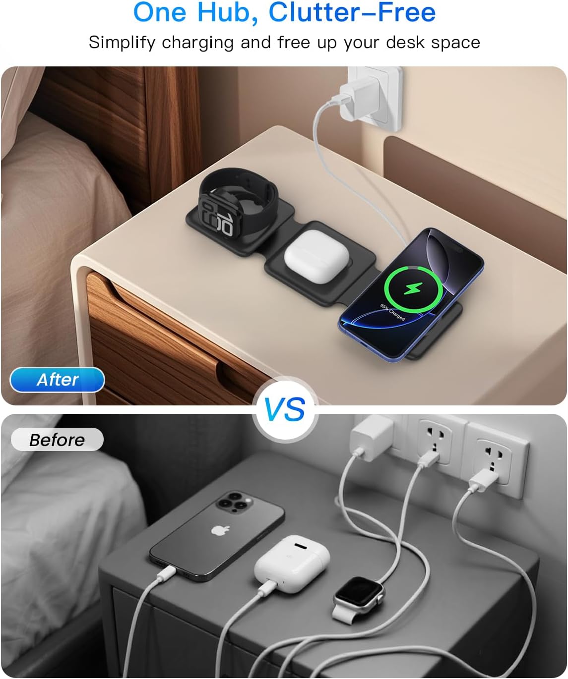Foldable 3-in-1 Magnetic Wireless Charging Station | Apple Travel Dock