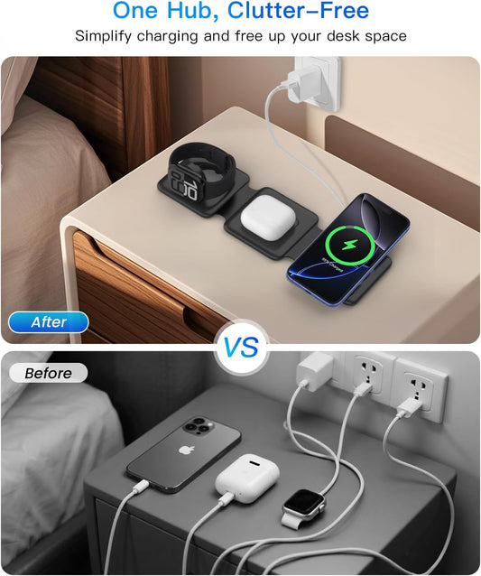 Foldable 3-in-1 Magnetic Wireless Charging Station | Apple Travel Dock