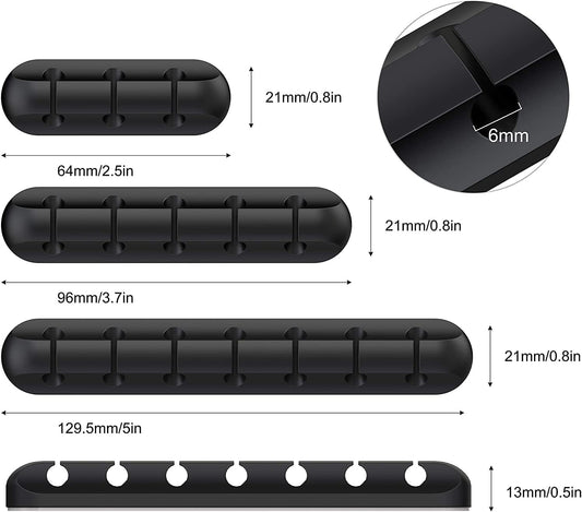 Cable Holder Clips, 3-Pack Cable Management Cord Organizer Clips Silicone Self Adhesive for Desktop USB Charging Cable Nightstand Power Cord Mouse Cable Wire PC Office Home