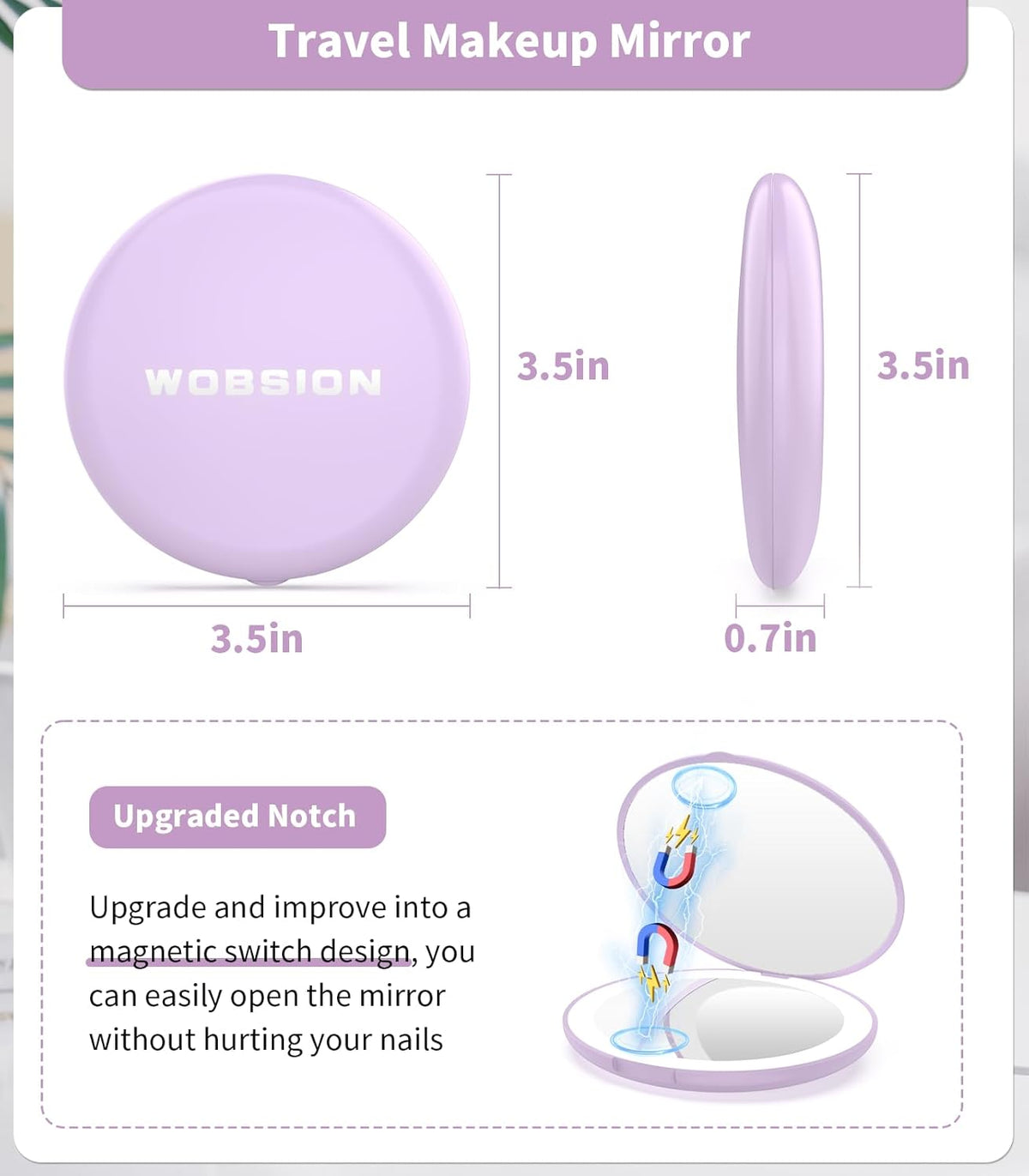 LUMINA Magnetic-Logic Travel 10X Micro-Clarity LED Makeup Mirror