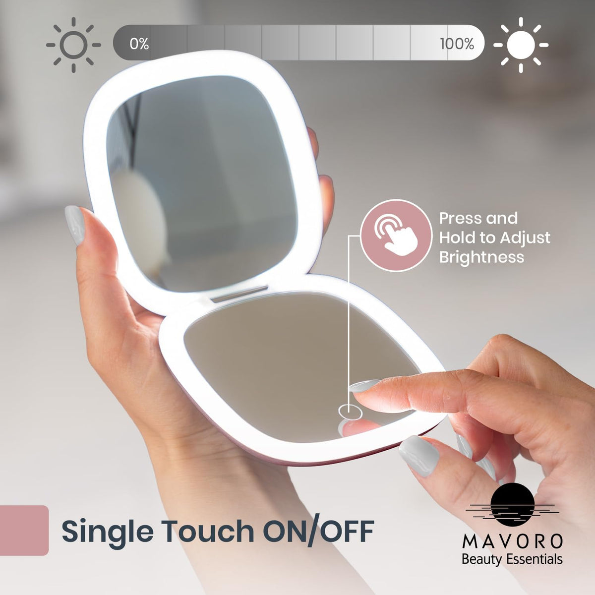 Mavoro Rechargeable LED 10X Travel Make-Up Mirror