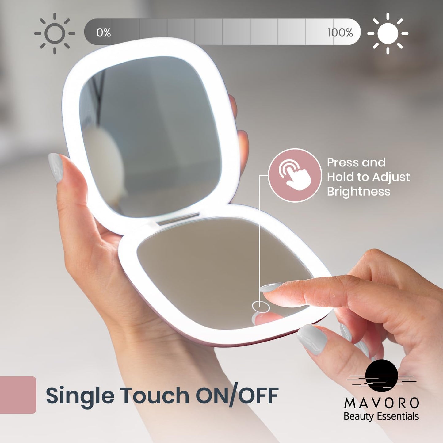 Mavoro Rechargeable LED 10X Travel Make-Up Mirror