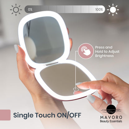 Mavoro Rechargeable LED 10X Travel Make-Up Mirror