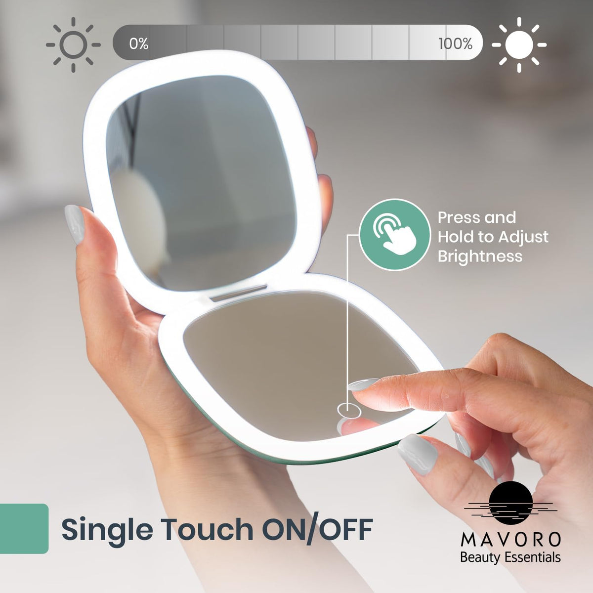 Mavoro Rechargeable LED 10X Travel Make-Up Mirror