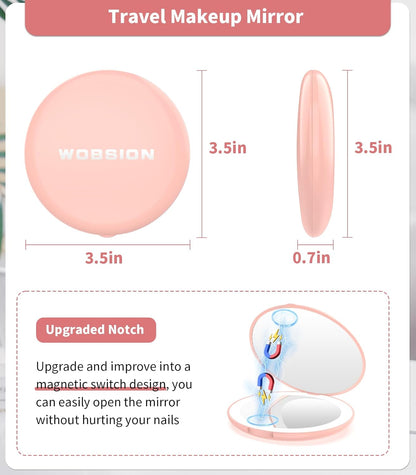 LUMINA Magnetic-Logic Travel 10X Micro-Clarity LED Makeup Mirror