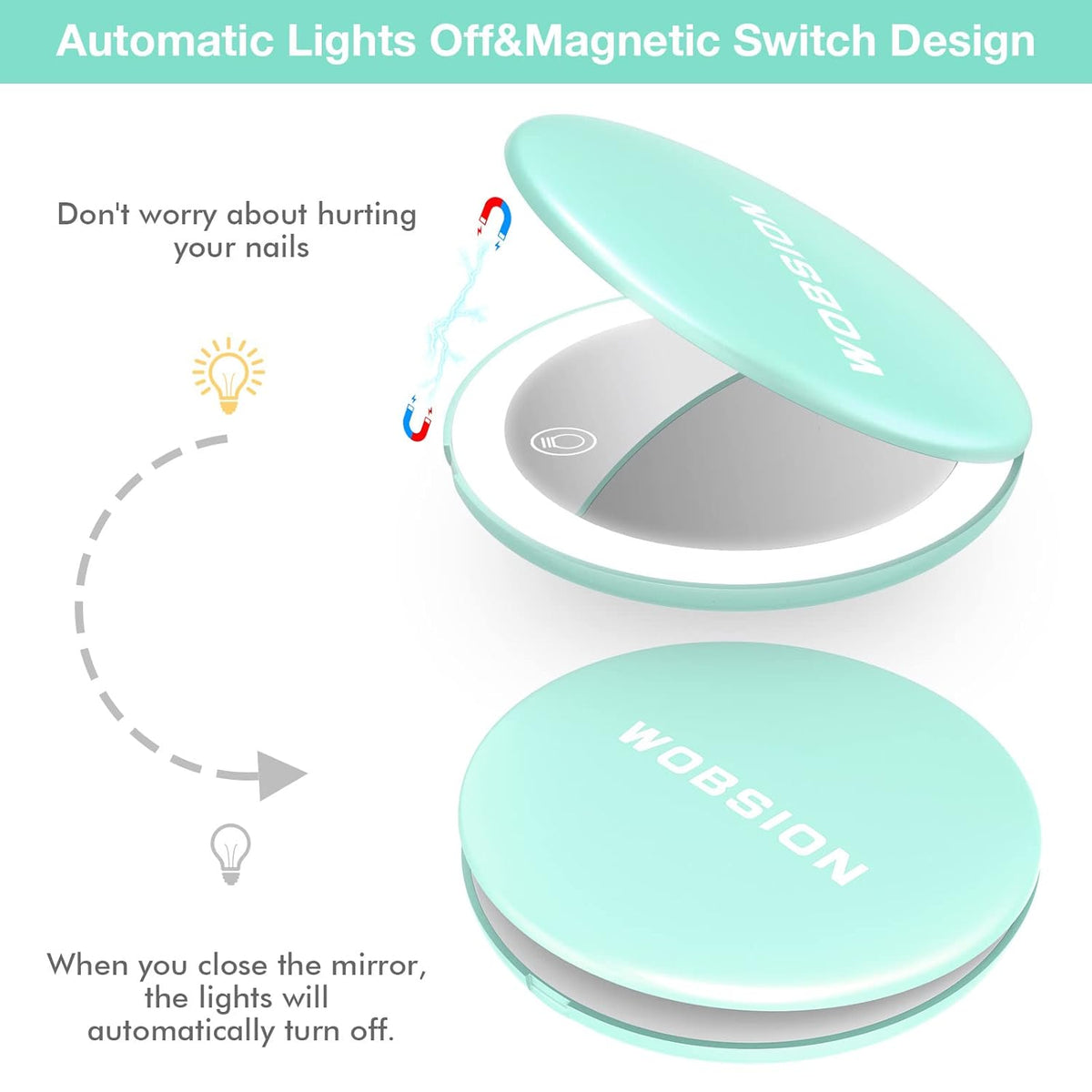 LUMINA Magnetic-Logic Travel 10X Micro-Clarity LED Makeup Mirror