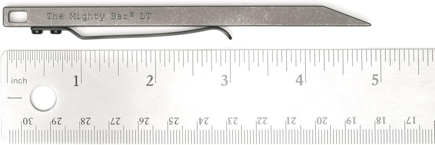 The Mighty Bar LT, Long Titanium Edition Pry Bar Tool, Stainless Steel Pocket Clip for EDC Made by