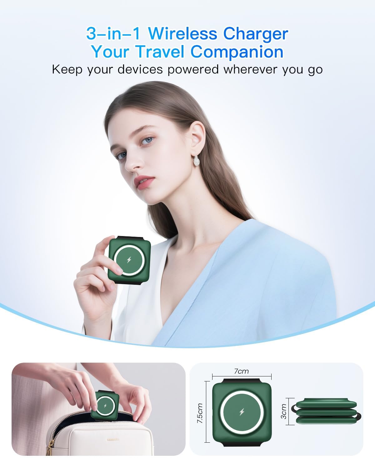 Foldable 3-in-1 Magnetic Wireless Charging Station | Apple Travel Dock
