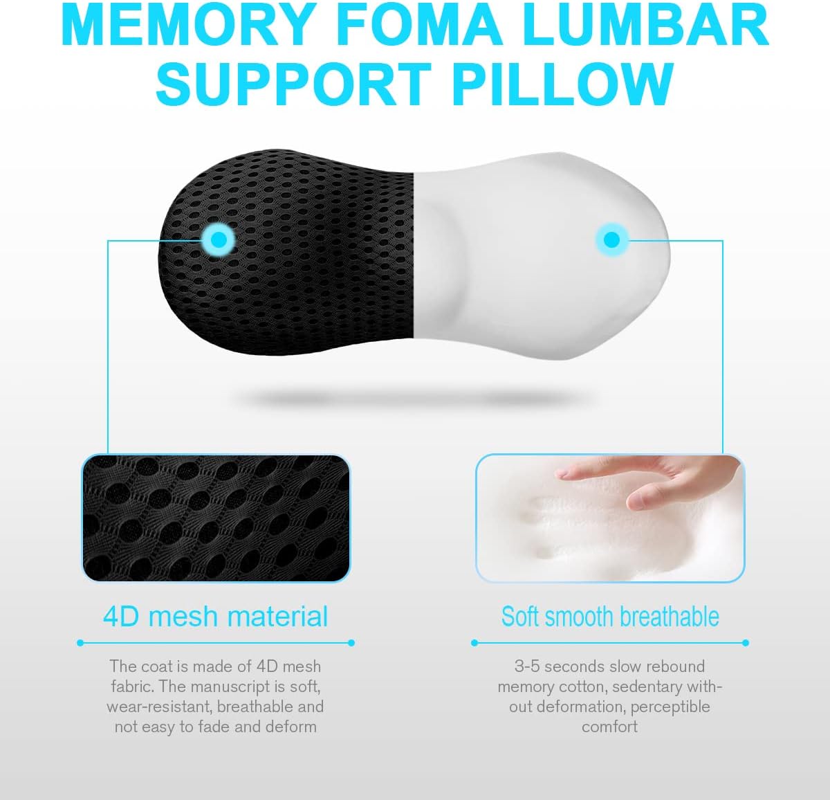 Curved Memory Foam Lumbar Pillow With Mesh Cover