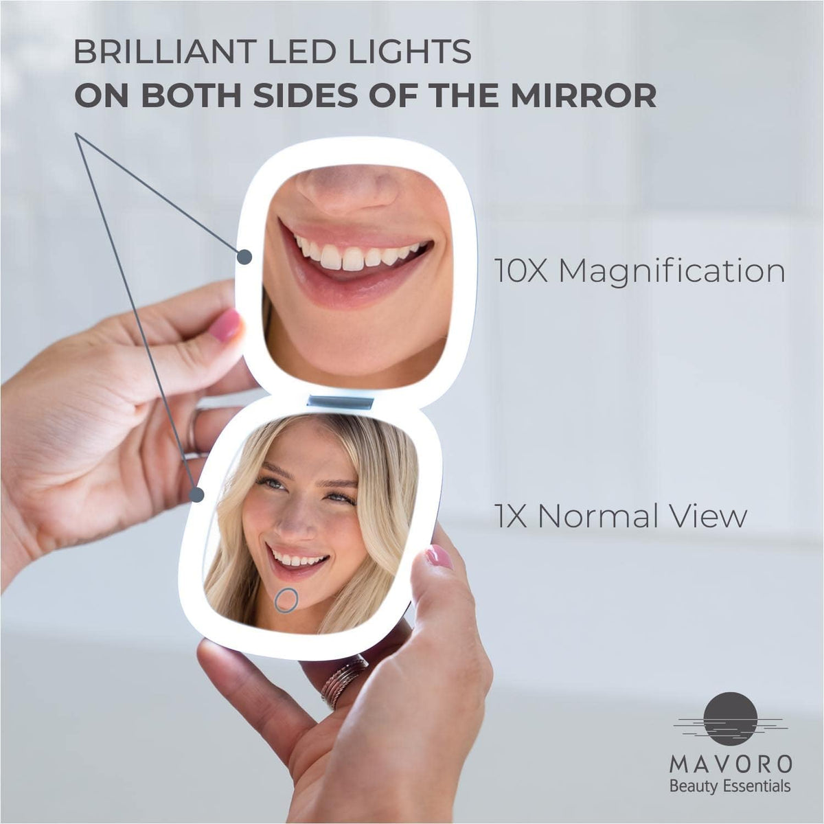 Mavoro Rechargeable LED 10X Travel Make-Up Mirror