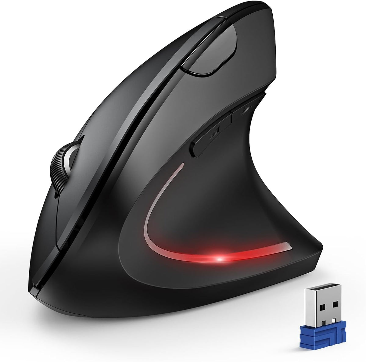 Ergonomic Mouse, Wireless Bluetooth Vertical Mouse, 4800 DPI Optical Tracking, 6 Adjustable DPI, Quiet Clicks, 2.4Ghz with USB a Receiver, 12 Months Battery, 6 Buttons, Wide Compatibility