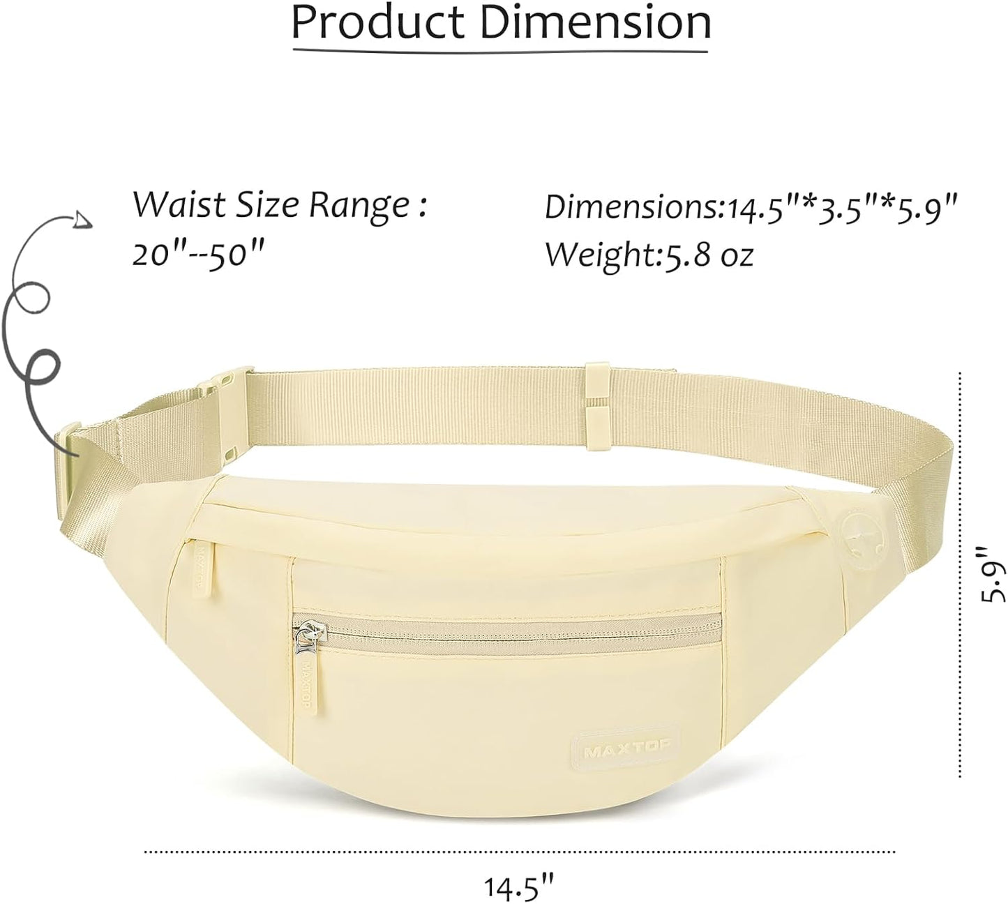 MAXTOP Large 4-Pocket Crossbody Fanny Pack