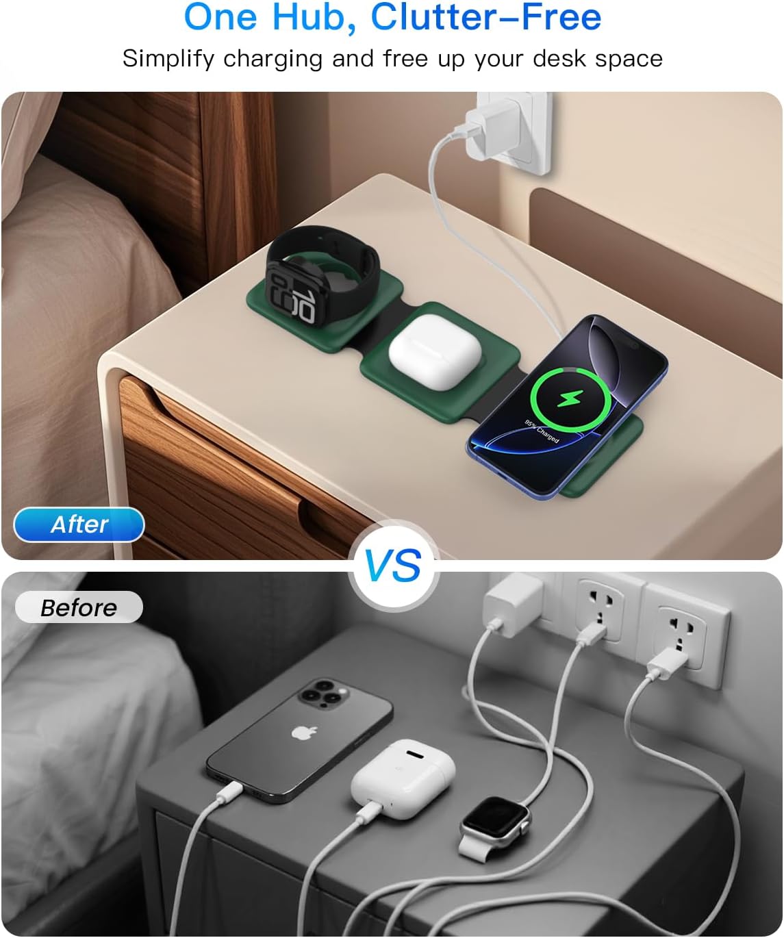 Foldable 3-in-1 Magnetic Wireless Charging Station | Apple Travel Dock