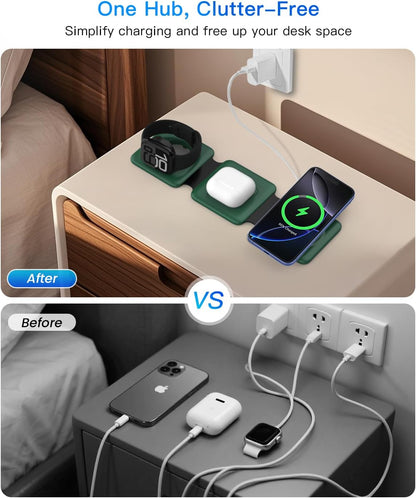 Foldable 3-in-1 Magnetic Wireless Charging Station | Apple Travel Dock