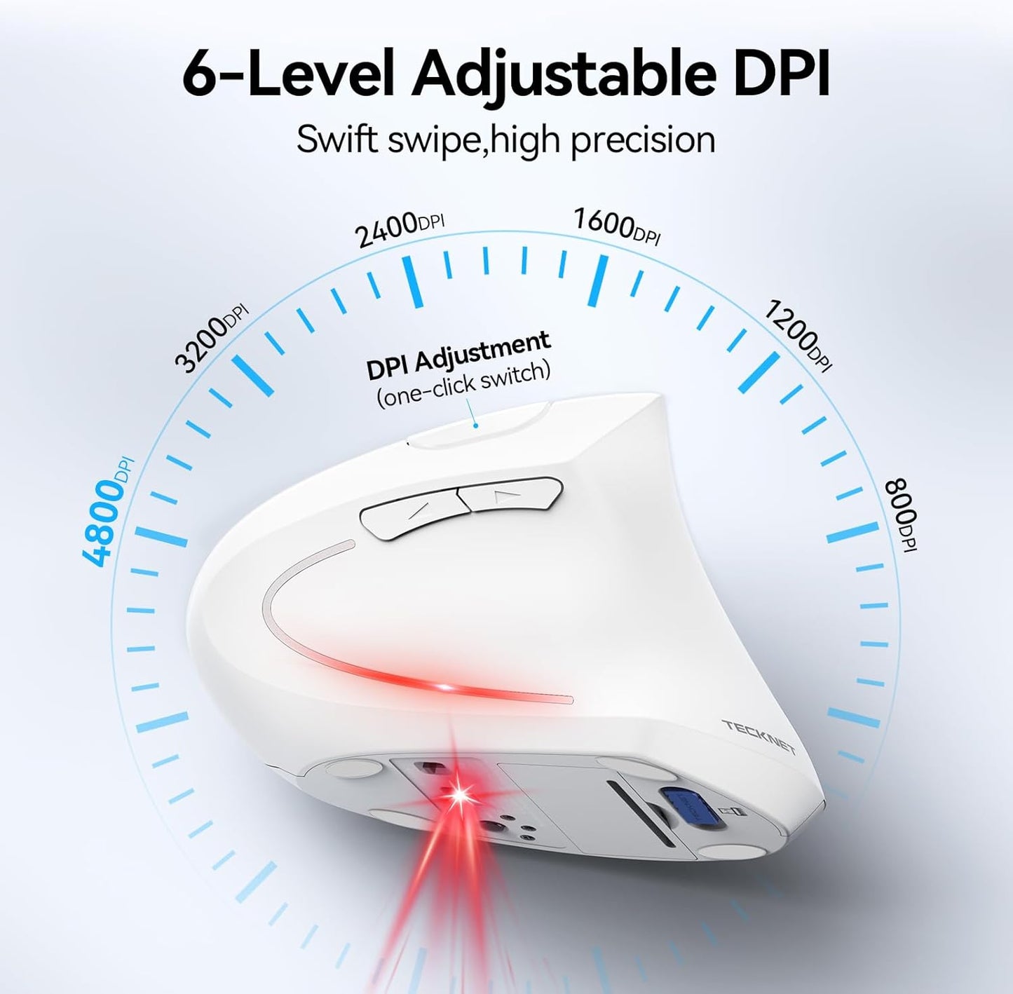 Adjustable Vertical Mouse With Six DPI Levels