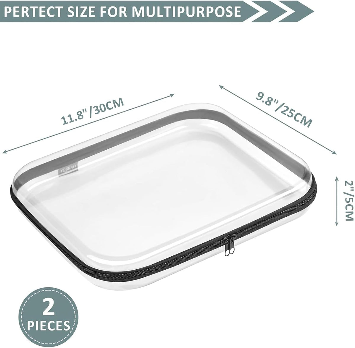 YQBRAO Clear Hard Shell Zipper Case