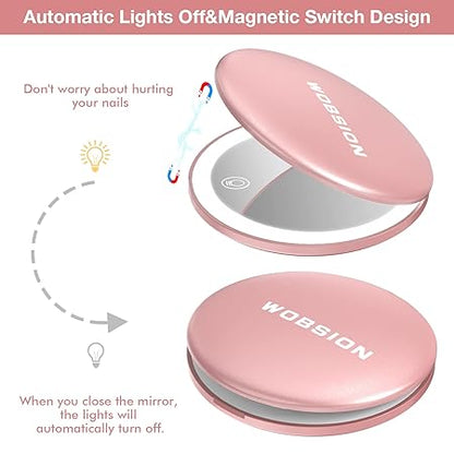 LUMINA Magnetic-Logic Travel 10X Micro-Clarity LED Makeup Mirror