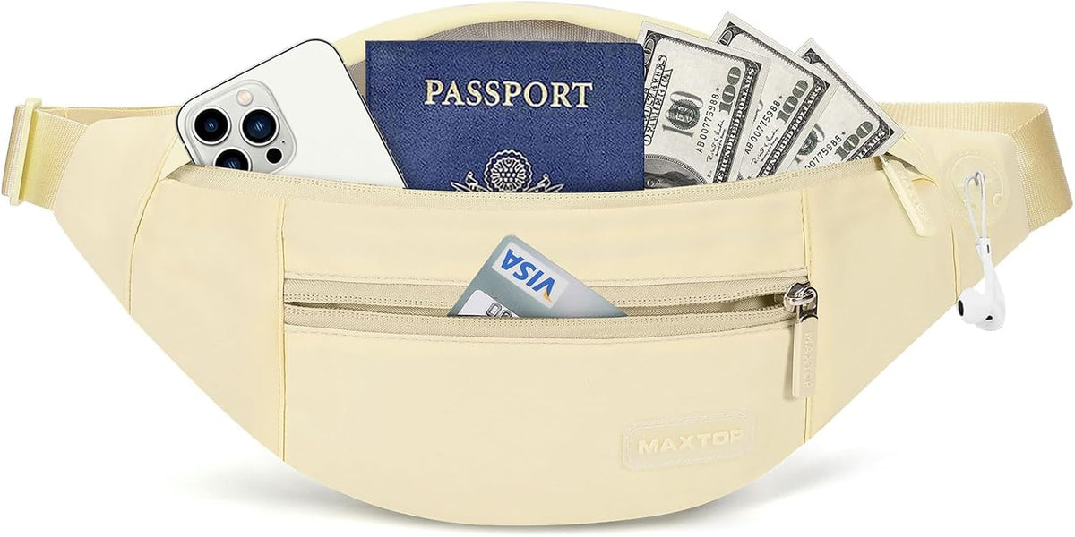 Large Crossbody Fanny Pack with 4-Zipper Pockets,Gifts for Enjoy Sports Festival Workout Traveling Running Casual Hands-Free Wallets Waist Pack Phone Bag Carrying All Phones