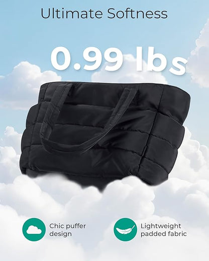 BAGSMART Lightweight Puffer Tote Bag with Zipper