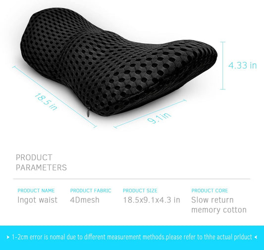 Curved Memory Foam Lumbar Pillow With Mesh Cover