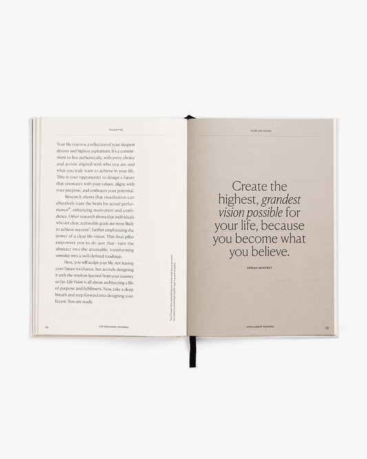 Life Designer Journal – Guided Life Planner for Goal Setting & Self Reflection – Undated 10 Year Vision Book for Personal Growth & Mindfulness – Natural Cotton Hardcover
