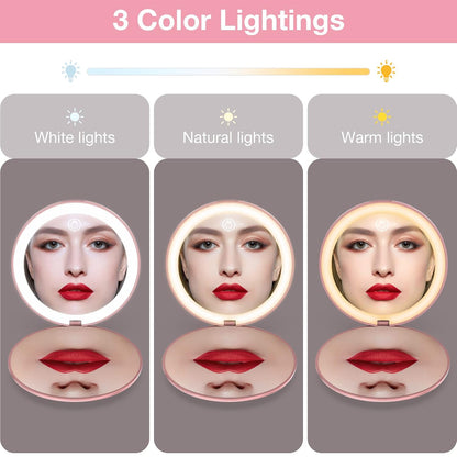 LUMINA Magnetic-Logic Travel 10X Micro-Clarity LED Makeup Mirror