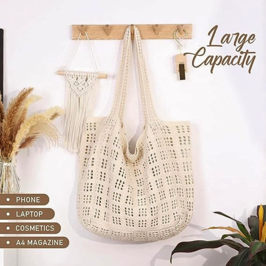 Hatisan Handmade Crochet Knit Beach Tote