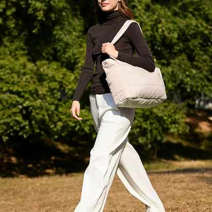BAGSMART Lightweight Puffer Tote Bag with Zipper