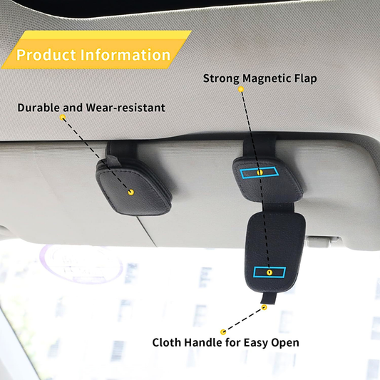Magnetic Leather Car Visor Sunglass Holder 2 Pack