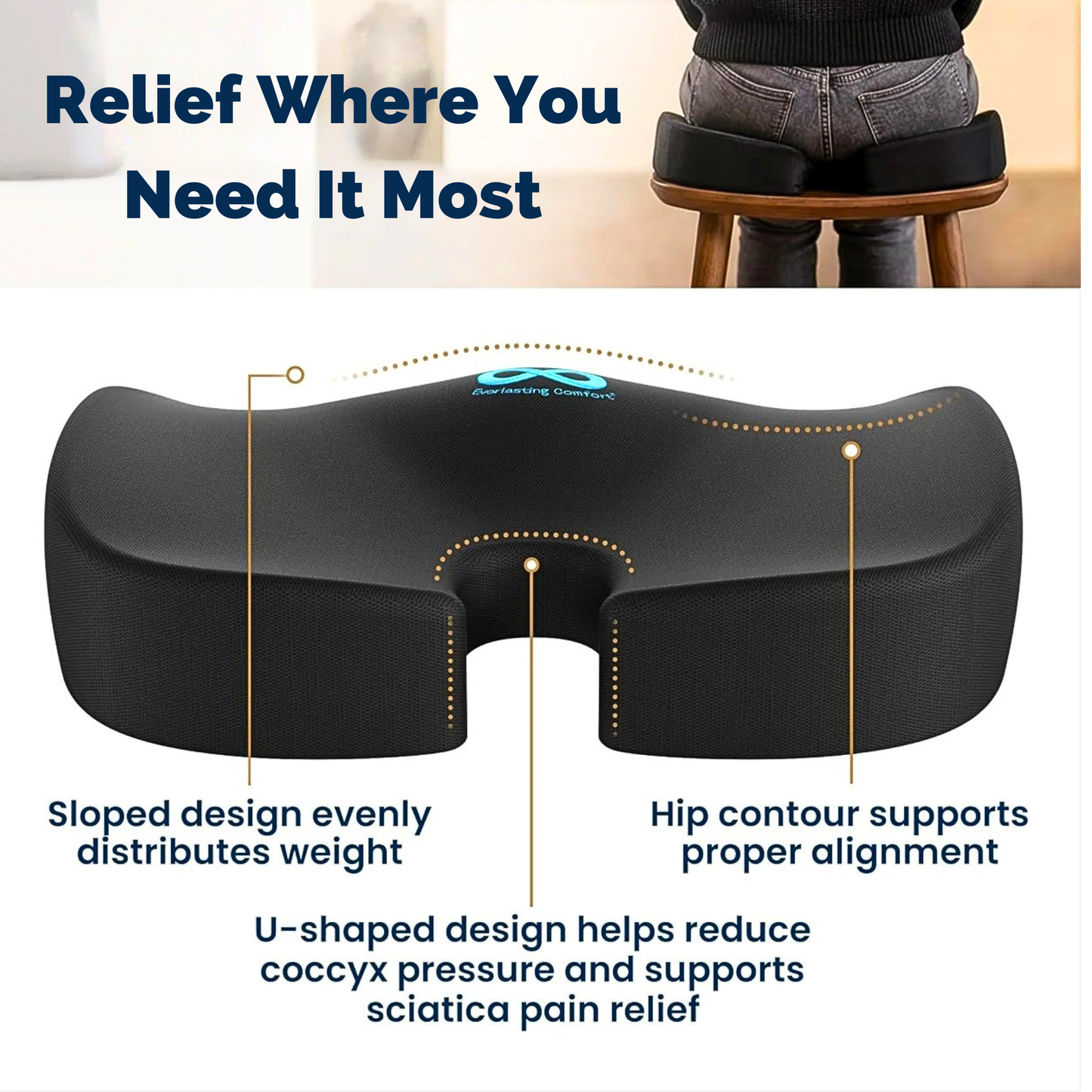 Everlasting Comfort Memory Foam Seat Cushion